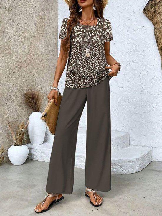 Casual Loose Square Neck Two-Piece Set