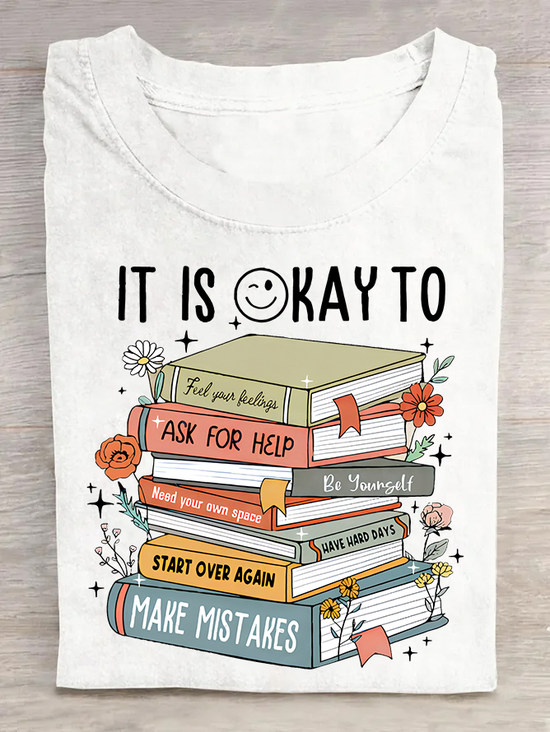 It's Okay To book Cotton T-shirt