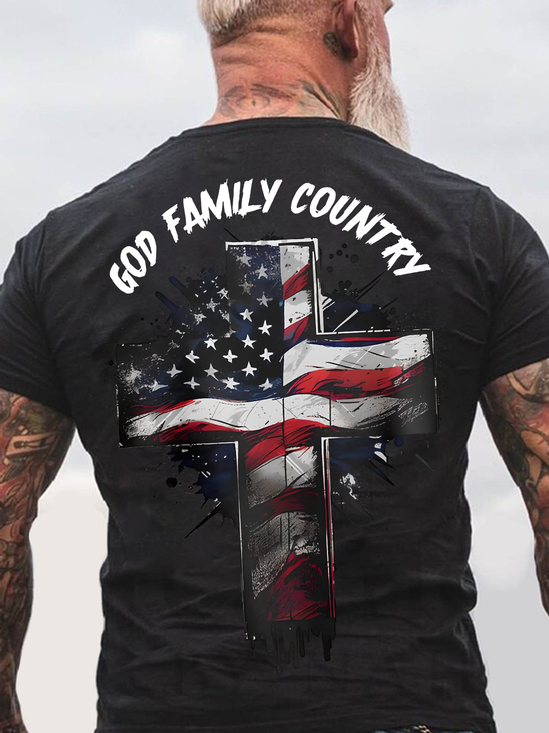 God Family Country Back Cotton T-Shirtw