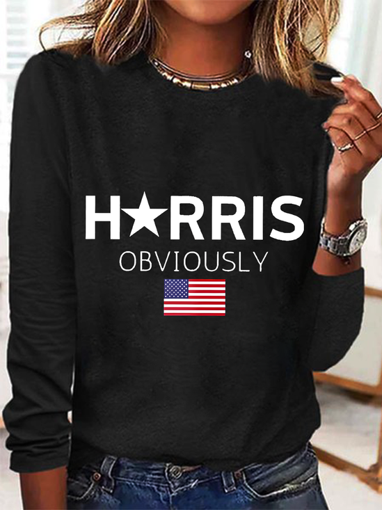 American Flag Print Casual Long Sleeve Shirt