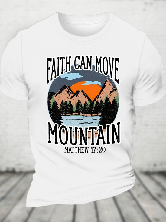 Faith Can Move Mountains Religious Christian Camping Camper Cotton T-shirt