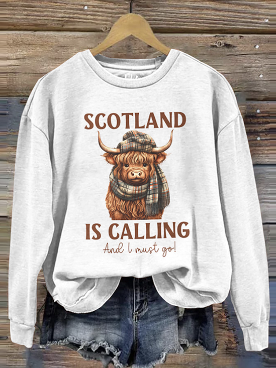 Scottish Highlands Bull Round Neck Sweatshirt