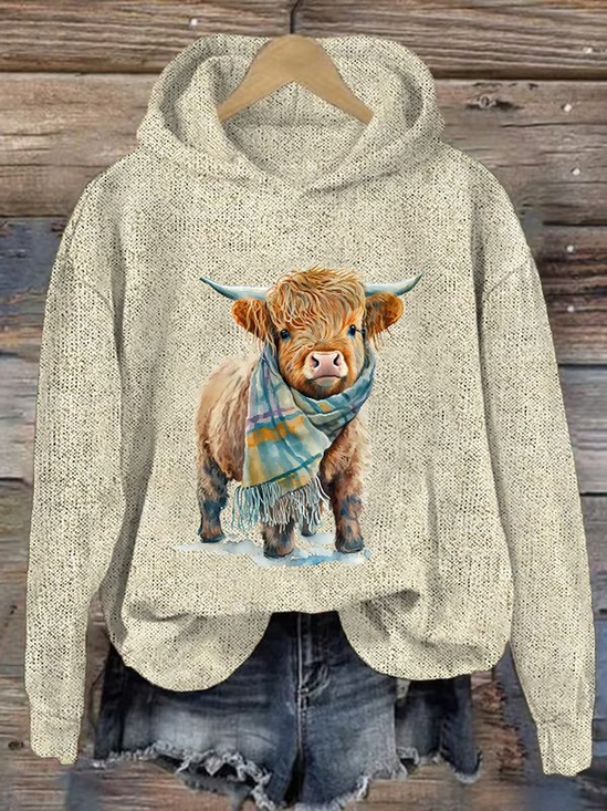 Highland Cow Print Casual Sweatshirt Hoodie