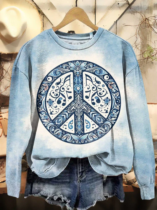 Women's Hippie Art Print Casual Sweatshirt
