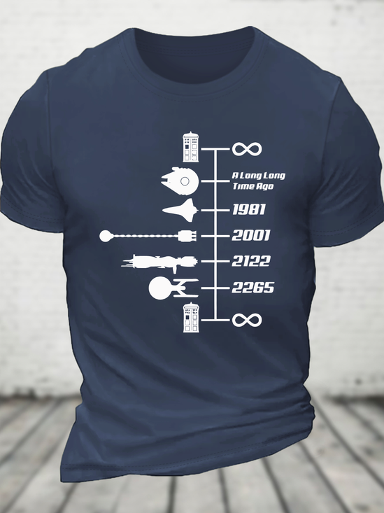 Sci-Fi Timeline Graphic Cotton T-Shirt