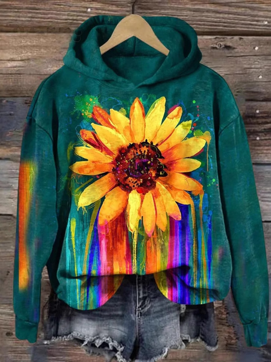 Floral Casual Hoodie Sweatshirt