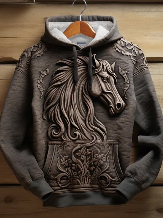 Men's Vintage Horse Print Hoodie