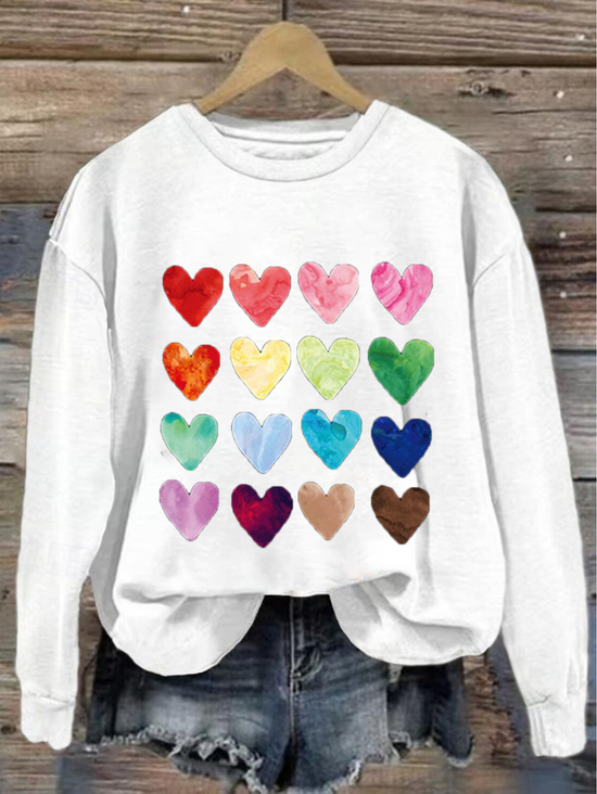 Women's Love Valentine's Day Casual Round Neck Loose Sweatshirt