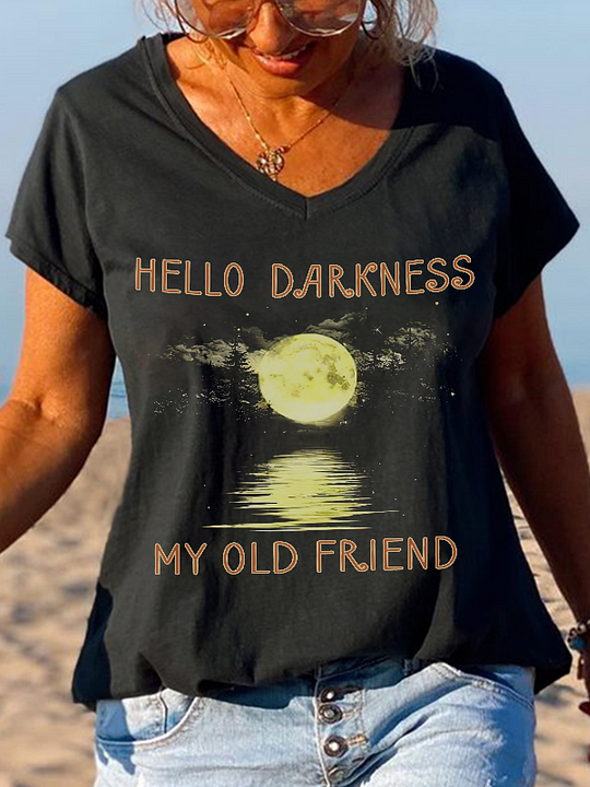 Hello Darkness My Old Friend Moonlight Printed Graphic Tees