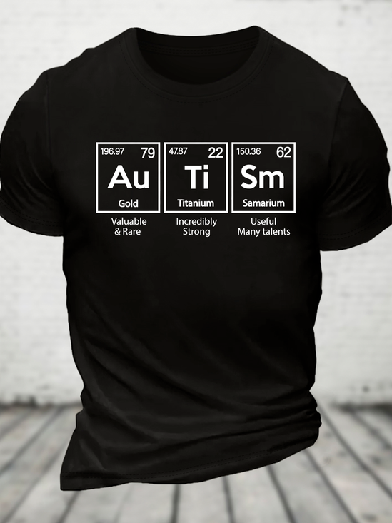 Autism Awareness Elements Periodic Cotton T-Shirt