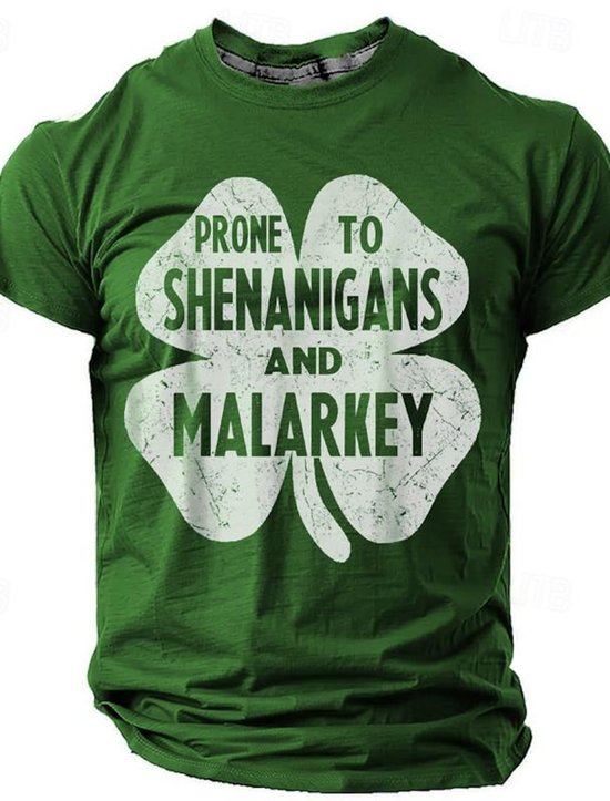 Men‘s Prone To Shenanigans And Malarket Funny Short Sleeve T-Shirt