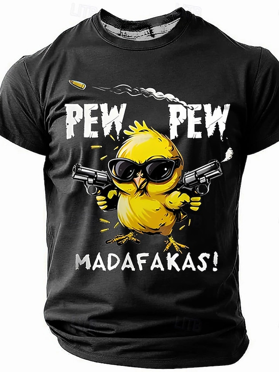Pew Pew Madafakas Casual Crew Neck Short Sleeve T-Shirt