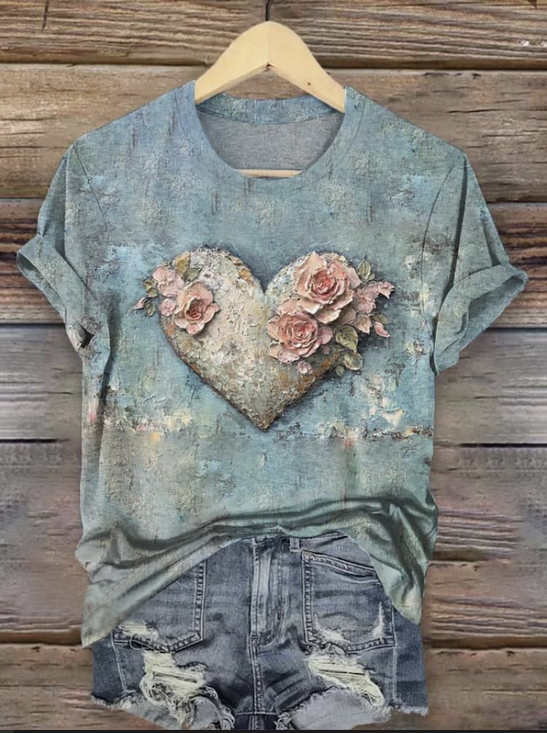 Floral Casual Crew Neck T-Shirt