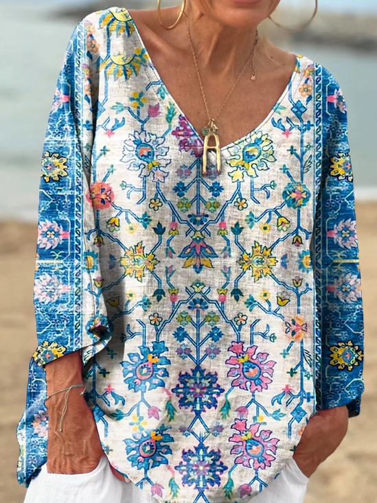 Cotton V Neck Casual T-Shirt