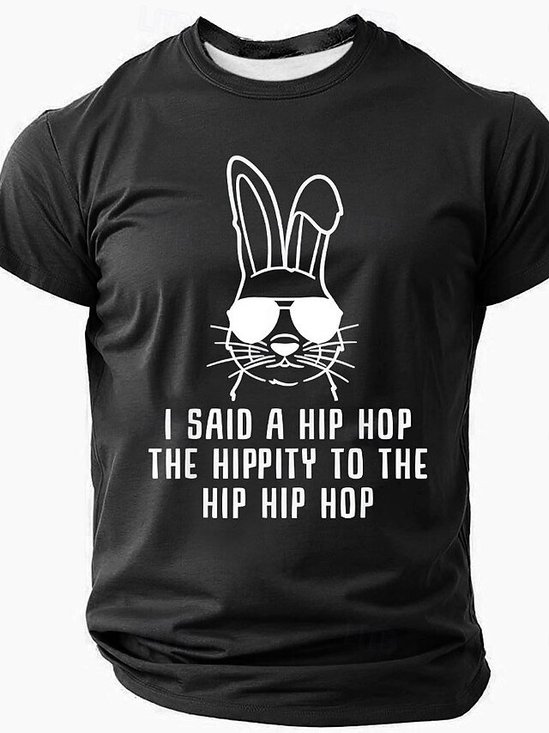 Men's Humor Hip Hop Daddy Bunny Funny Short Sleeve T-shirt