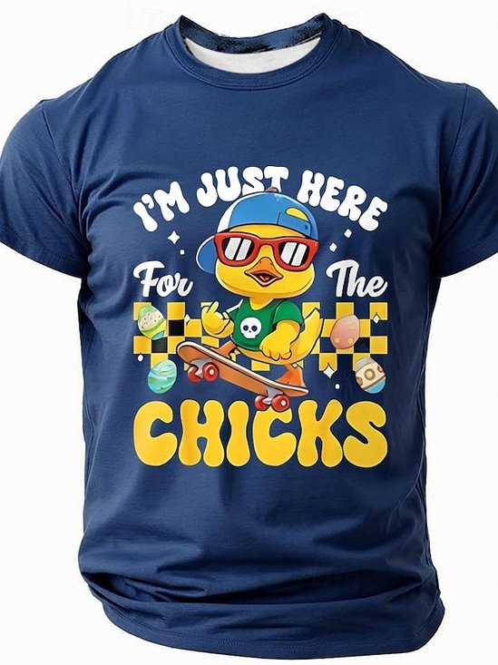 Men's Fun Short Sleeve T-Shirt for Easter - I'm Just Here For The Chicks