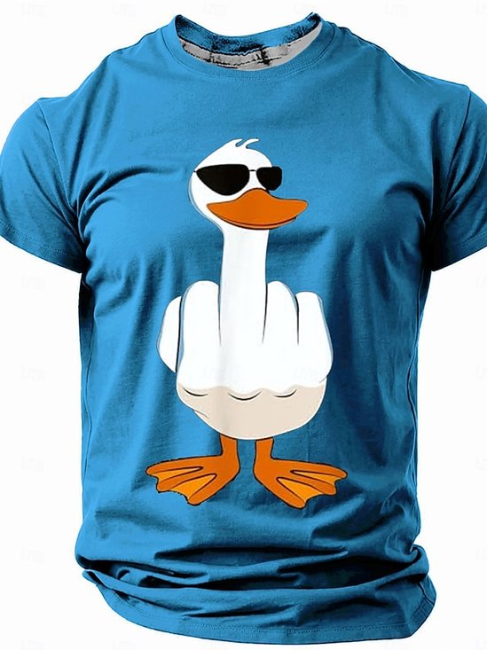 Men's Humor Duck Gesture Sarcastic Short Sleeve T-Shirt
