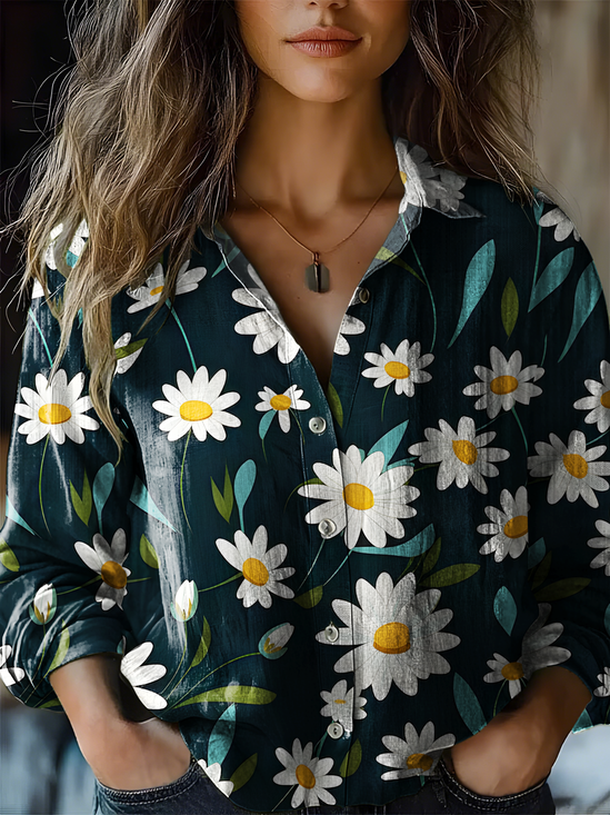 Women's Art Floral Print Casual Shirt