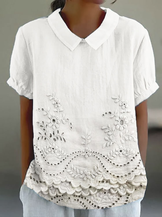 Women's Floral Print Spring Lapel Short Sleeve Shirt