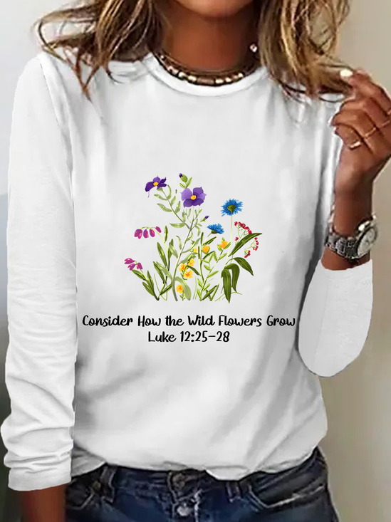 Consider How The Wild Flowers Grow Casual Long Sleeve Shirt