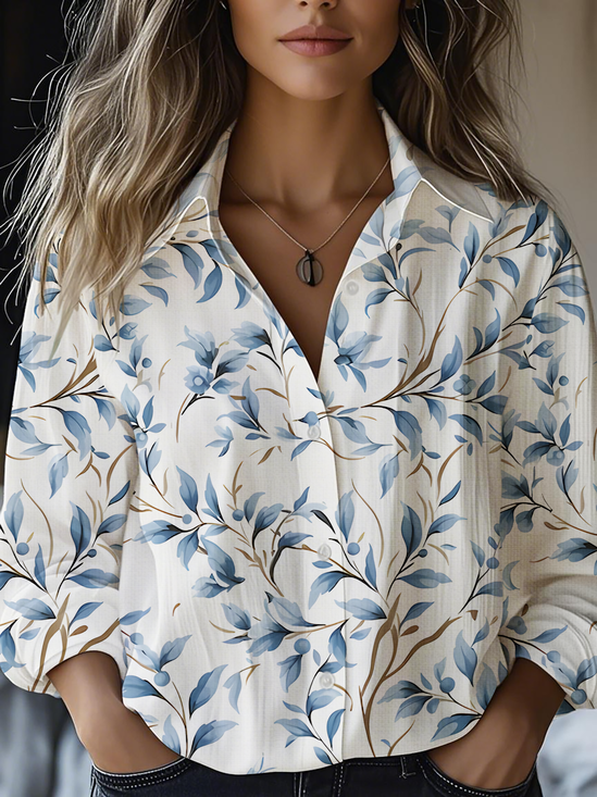 Women's Art Floral Print Casual Shirt