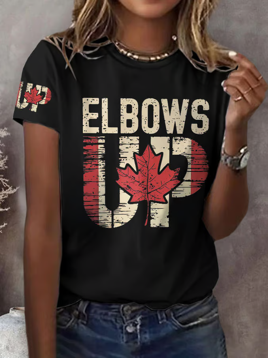 Women's Retro Canada Elbows Up Print T-Shirt