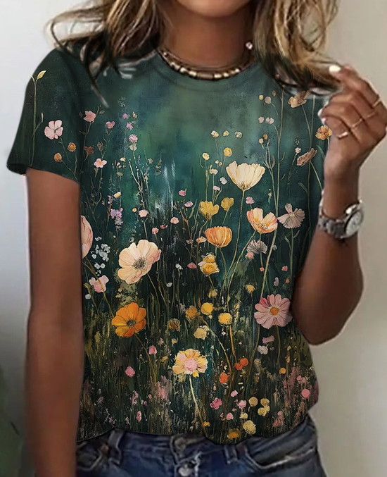 Flowers Vintage Print T-Shirt