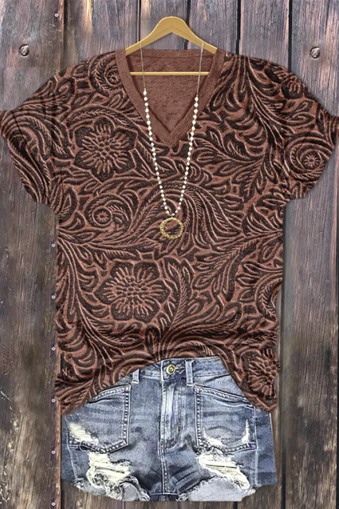 Casual V Neck Regular Fit T-Shirt