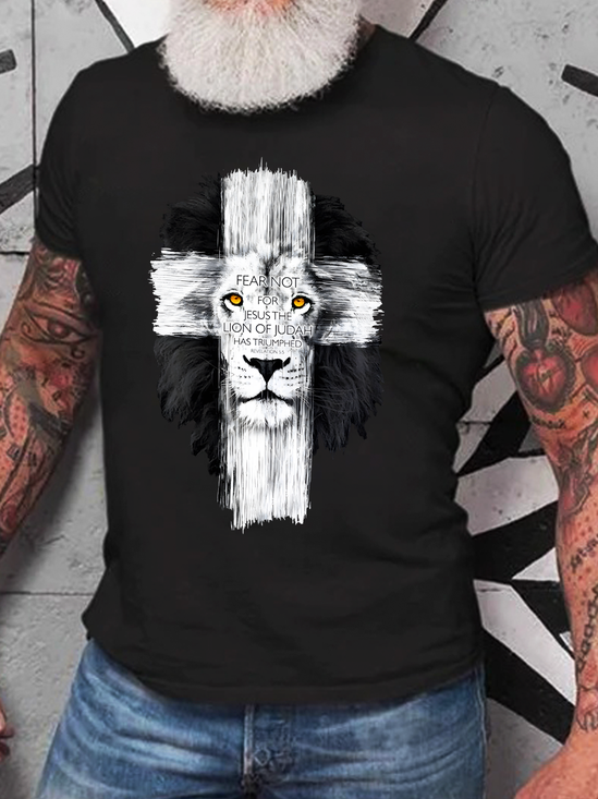 Lion Cross Cotton T-Shirt
