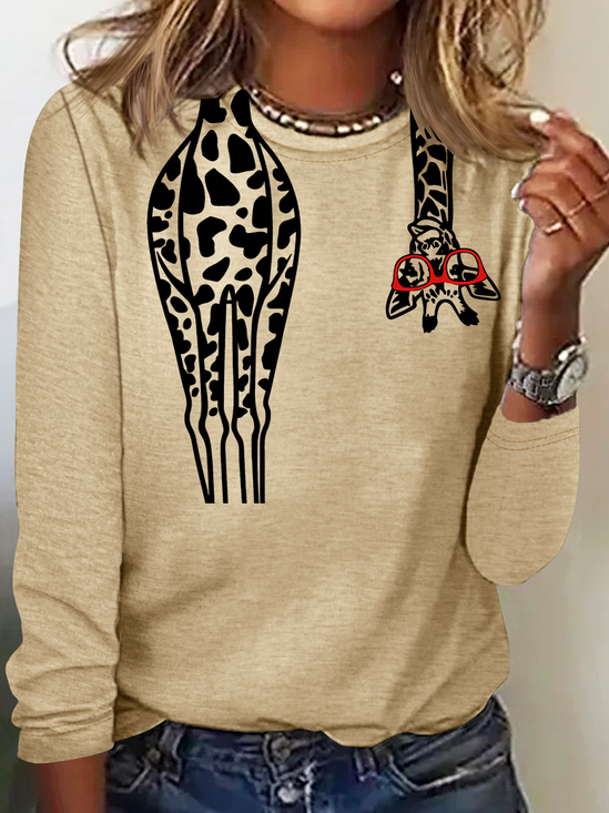 Funny Sarcastic Zoo Giraffe Casual Long Sleeve Shirt