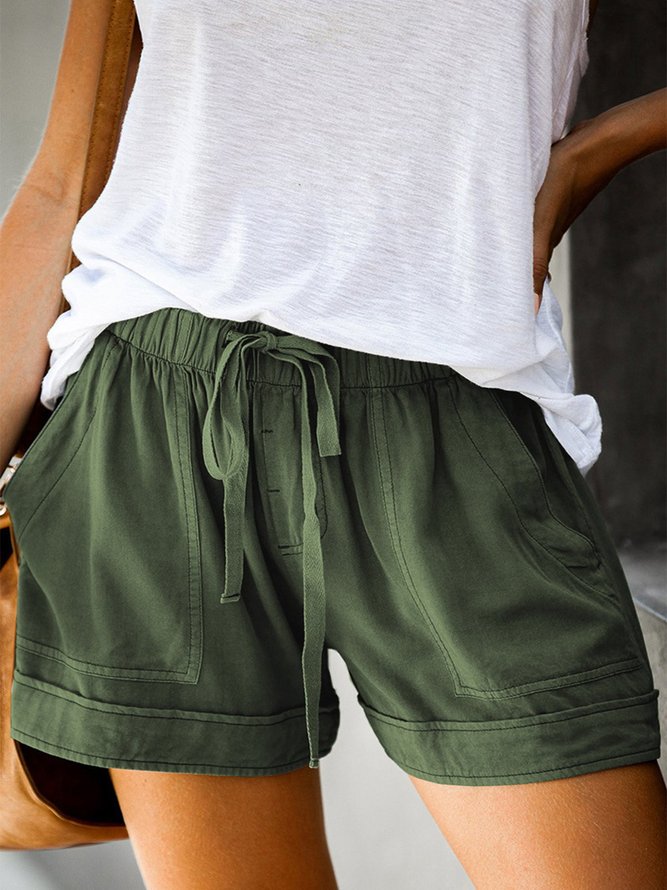 Women Casual Loose Plain Summer Shorts Plus Size Bottom