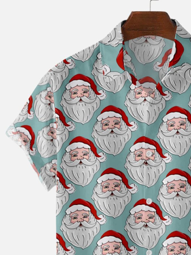 Santa Claus Christmas Short Sleeve Casual Shirts & Tops