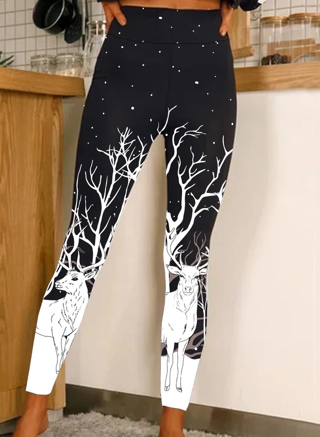 Snowflake Gradient Christmas Fawn Ombre Pants