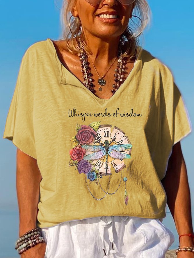 Whisper Words Of Wisdom Dragonfly Graphic V-neck T-shirt