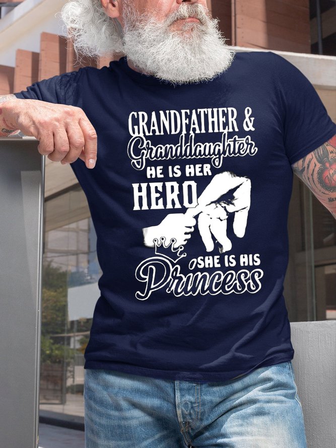 Grandfather & Granddaughter Funny Crew Neck T-shirt