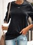 Round Neck Long Sleeve Casual Cotton-Blend T-shirt & Top