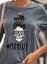Momlife Print Round Neck Long Sleeves Sweatshirt