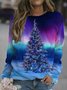 Christmas gradient print round neck long-sleeved sweatshirt