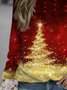 Christmas Tree Gradient Printed Round Neck Long Sleeve Sweatshirt