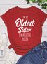 Women's Funny Words Sister Funny Casual T-shirt