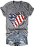 American Flag Print Faith Family Freedom Letter Casual Short Sleeve T-Shirt