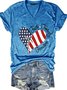 American Flag Print Faith Family Freedom Letter Casual Short Sleeve T-Shirt