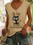 Funny I am Fine Letter Cotton Blends Casual Knit Tank