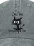 I Am Fine Everything Is Fine Cat Printed Adjustable Baseball Cap