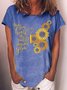 Womens Make You Heart The Prettiest Thing About You Butterfly Flower Print Casual T-Shirt
