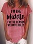 Womens Funny Middle Sister Crew Neck Casual T-Shirt