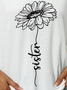 Women Funny Sister cursive type sunflower Cotton-Blend T-Shirt