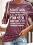 Women's Funny Text Letters Sometimes Talking to Your Sister Is All the Therapy Crew Neck Casual Sweatshirt