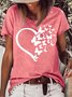 Womens Butterfly Heart print  Casual T-Shirt