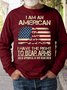 Mens I Am An American Crew Neck Letters Sweatshirt